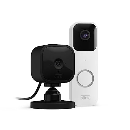 Blink Video Doorbell (White) + Mini Camera (Black) with Sync