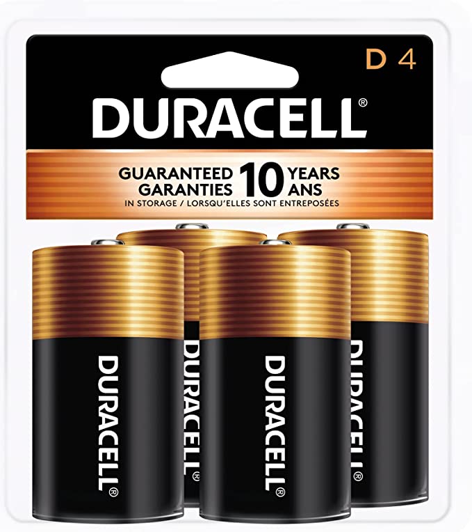 Duracell Coppertop D Batteries, 4 Count Pack